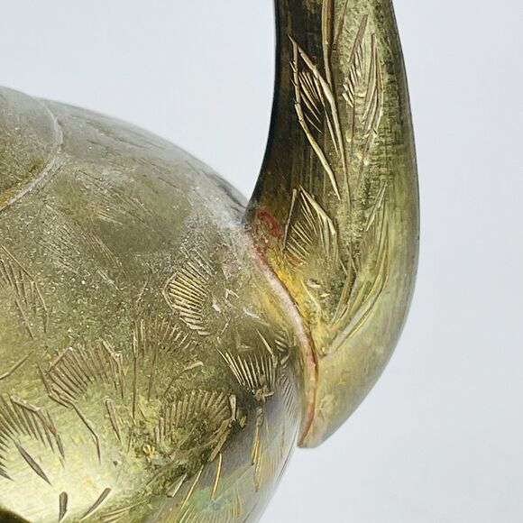 Vintage Etched Brass Botanical Pitcher Ewer Tea Pot Hinged Lid Made in India 12" - Picture 8 of 12